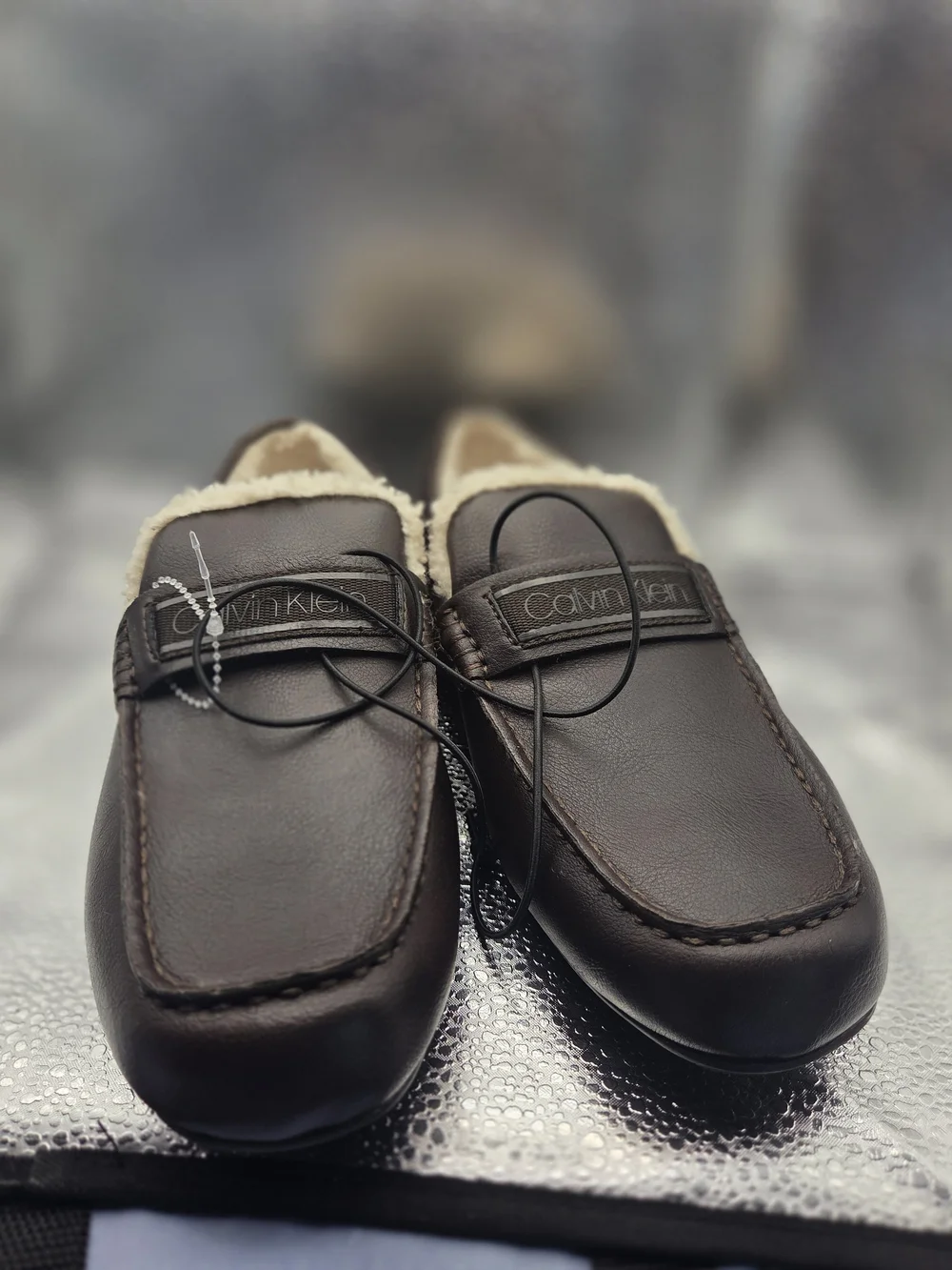 Calvin Klein Men’s Brown Leather Slip-On Moccasin